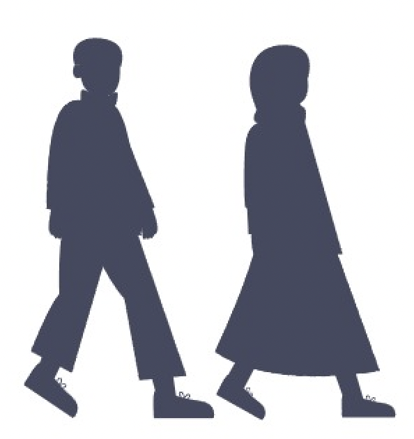 Pictogram Koloniën-wandeling Illustratie van wandelende man en vrouw in historische kleding