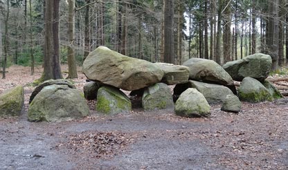 Hunebed in het Drentse bos Groot hunebed in het bos<br />